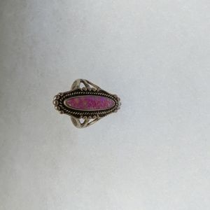 Sterling silver ring with pink oval stone
